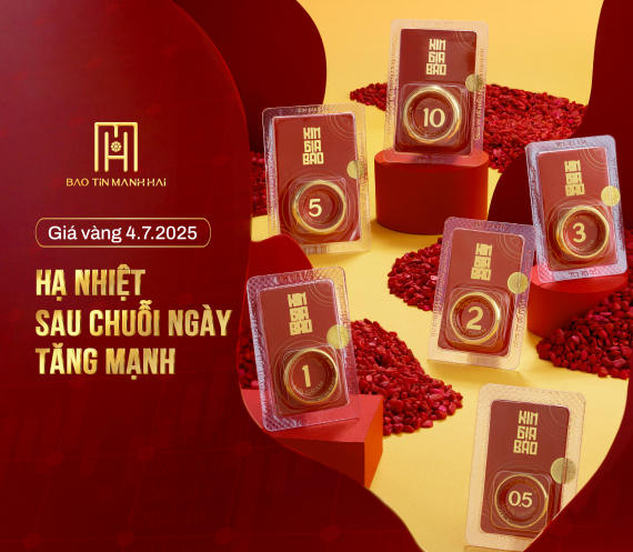 Giá vàng 4.7.2025: Hạ nhiệt sau chuỗi tăng mạnh