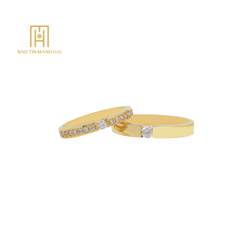Nhẫn cưới 18K đính đá CZ- NCCNV18CZH-208003-NCCNV18CZH-208004