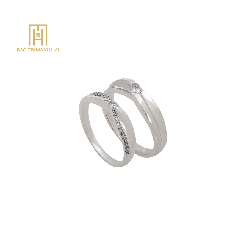 Nhẫn cưới vàng trắng 10K-NCCNV10CZH-208006-NCCNV10CZH-208006