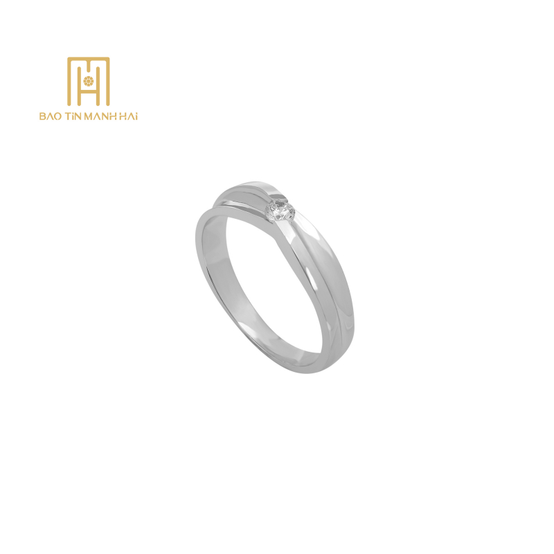 Nhẫn cưới vàng trắng 10K-NCCNV10CZH-208006-NCCNV10CZH-208006
