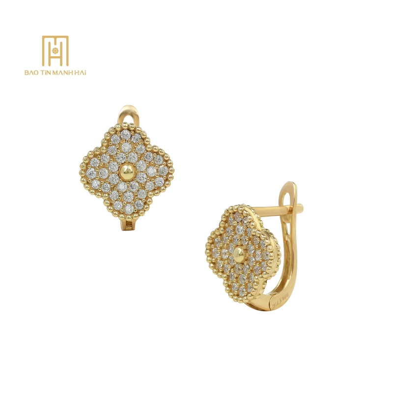 Bông tai Cỏ 4 lá gắn đá CZ